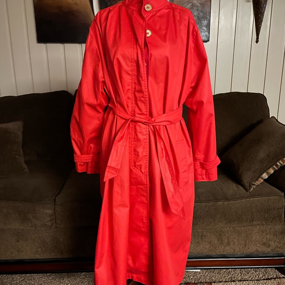Zanobetti Firenze ~ Women’s X-Large ~ Vintage ~ Italy ~ Red ~ Trench Coat - Picture 11 of 16